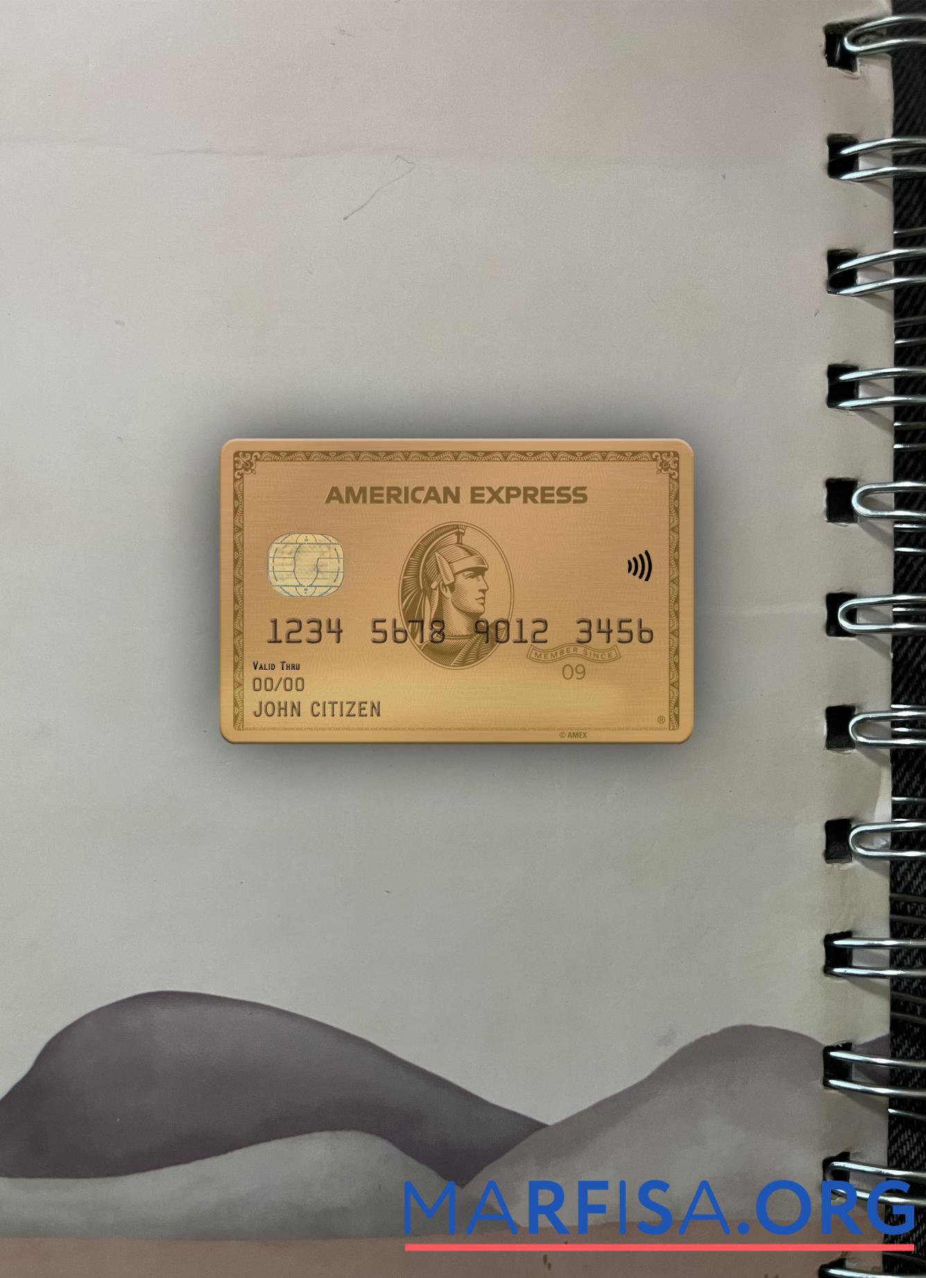 Realistic USA Maryland Howard Personal bank AMEX gold card photolook front example